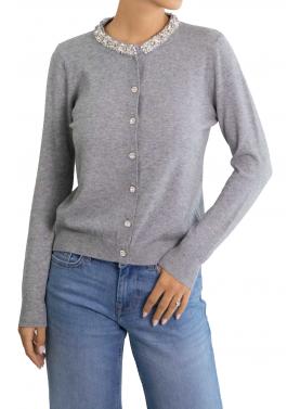 Cardigan bordo con diamantini 